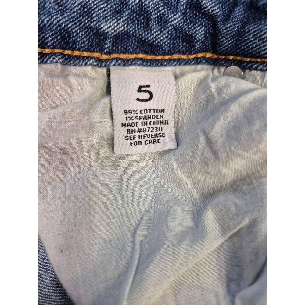 Womens 5 Almost Famous Vintage Distressed Straight Leg Jeans Raw Hem Wash W27.5 - Picture 4 of 6